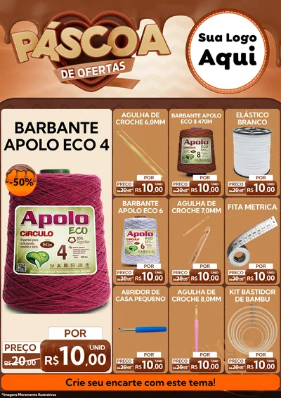 Modelo de Encarte para Encarte A4 Vertical com o tema Páscoa de Ofertas para Armarinho e Aviamentos
