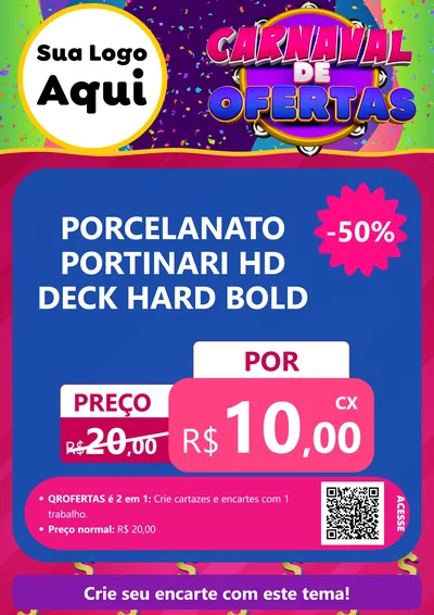 Modelo de Cartaz para Cartaz A4 Vertical com o tema Carnaval de Ofertas para Pisos e revestimentos