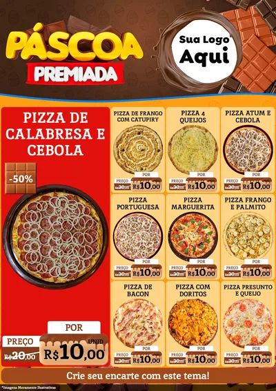 Modelo de Encarte para Encarte A4 Vertical com o tema Páscoa Premiada para Pizzaria