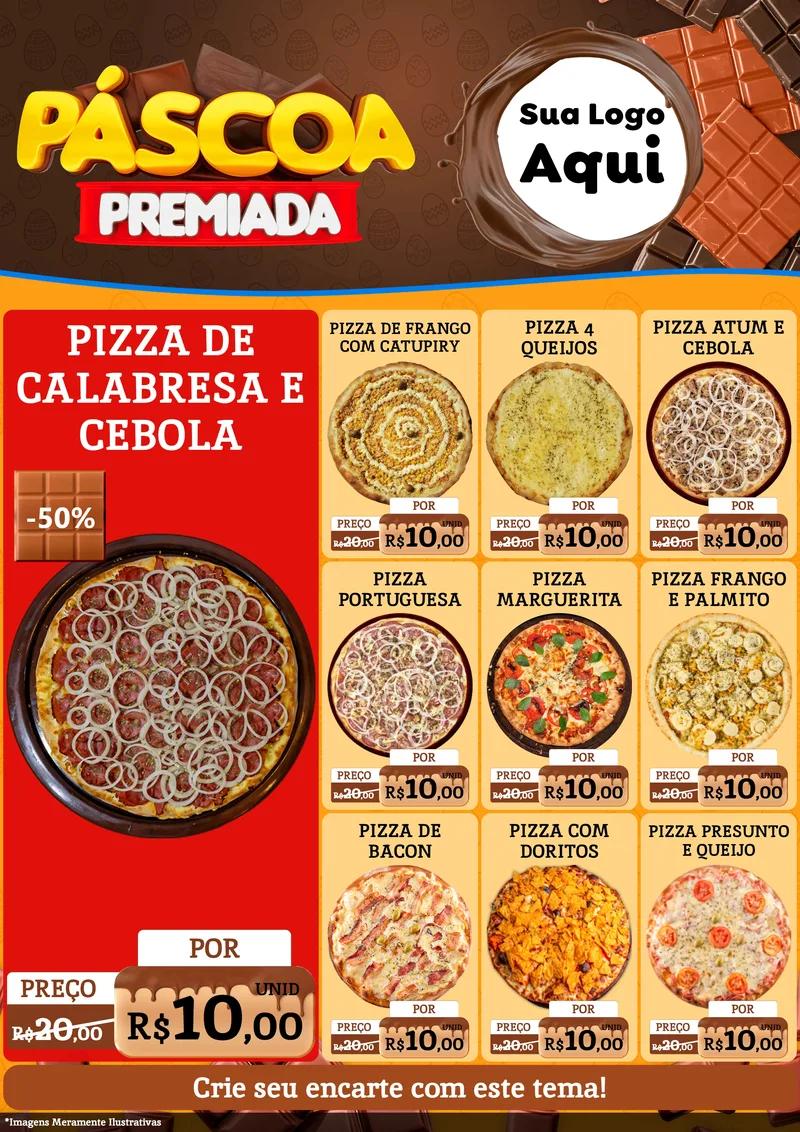 Modelo de Encarte para Encarte A4 Vertical com o tema Páscoa Premiada para Pizzaria