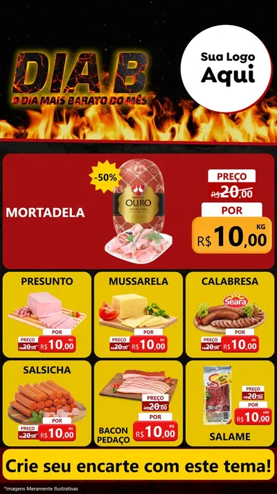 Modelo de Rede Social para Stories com o tema Dia B para Frios e Laticínios
