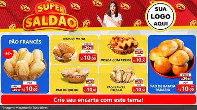 Modelo de TV para TV Horizontal com o tema Super Saldão para Padaria