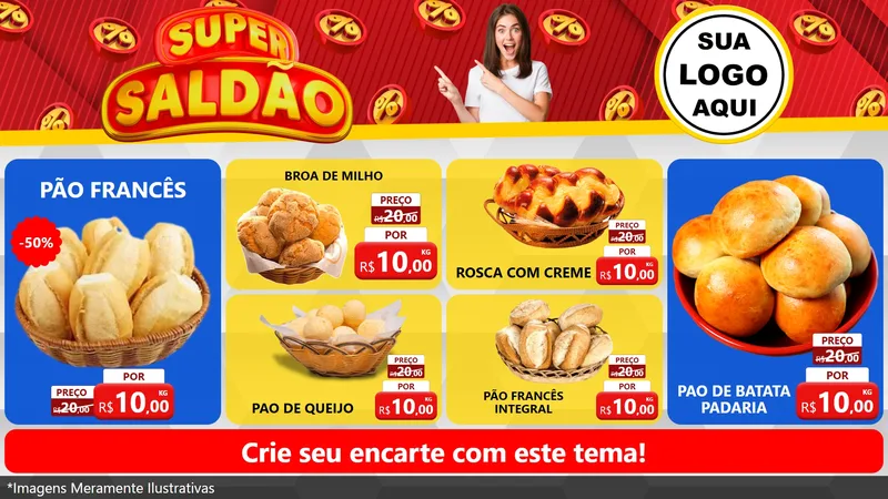 Modelo de TV para TV Horizontal com o tema Super Saldão para Padaria