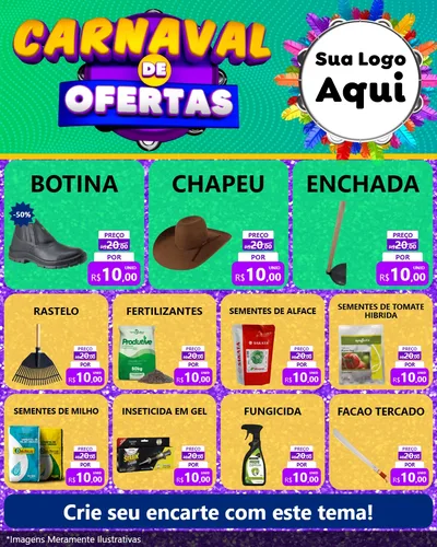 Modelo de Rede Social para Feed Instagram com o tema Carnaval de Ofertas para Agropecuária
