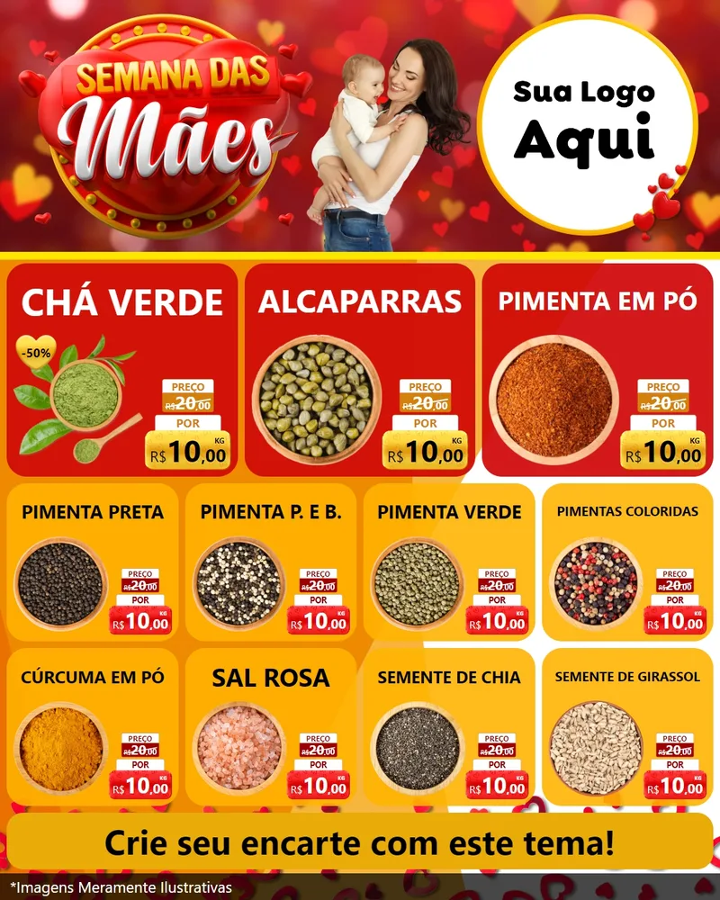 Modelo de Rede Social para Feed Instagram com o tema Semana das Mães para Produtos Naturais