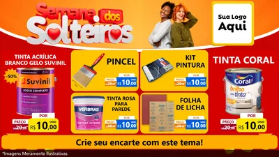 Modelo de TV para TV Horizontal com o tema Semana dos Solteiros para Tintas e Ferramentas