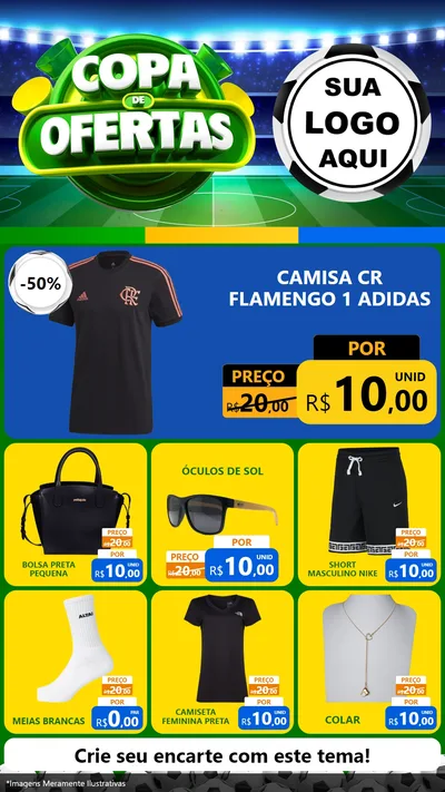 Modelo de Rede Social para Stories com o tema Copa de Ofertas para Roupas e acessórios