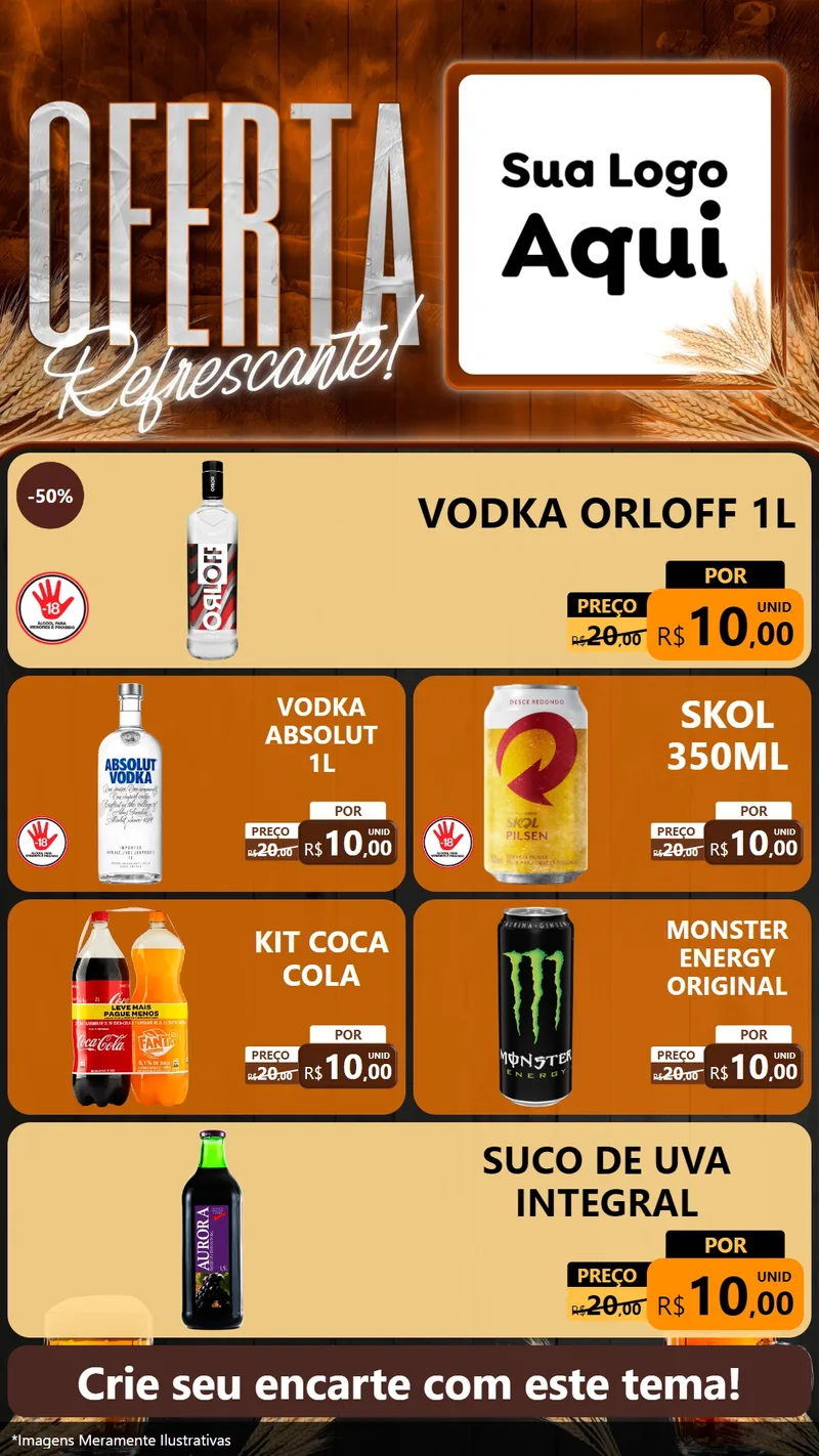 Modelo de TV para TV Vertical com o tema Oferta Refrescante! para Distribuidora de bebidas