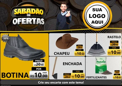 Modelo de Encarte para Encarte A4 Horizontal com o tema Sabadão de Ofertas para Agropecuária