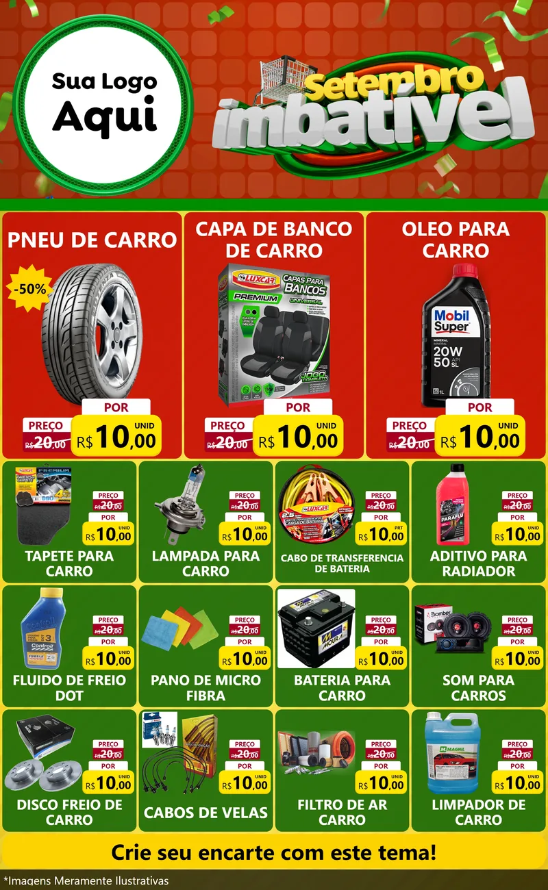 Modelo de Encarte para Encarte Grande com o tema Setembro Imbatível para Auto peças