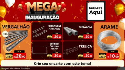 Modelo de TV para TV Horizontal com o tema Mega Inauguração para Ferragens