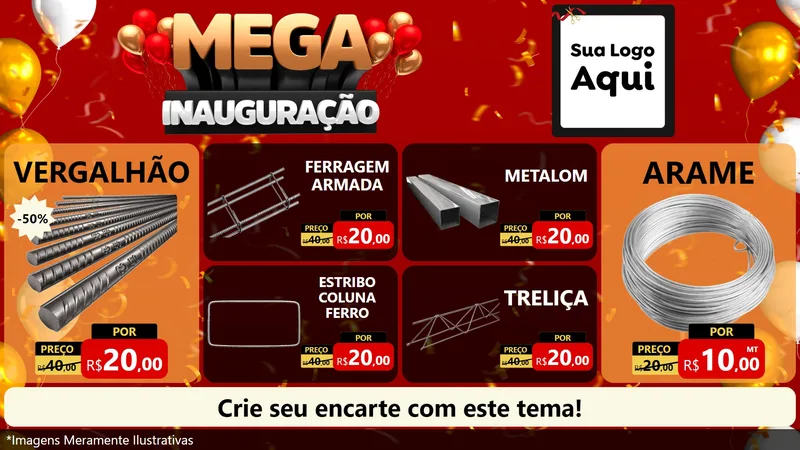 Modelo de TV para TV Horizontal com o tema Mega Inauguração para Ferragens