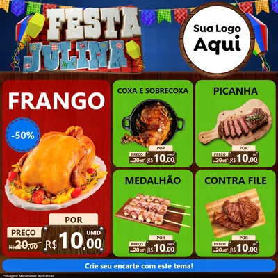 Modelo de Rede Social para Feed Facebook com o tema Festa Julina para Assados