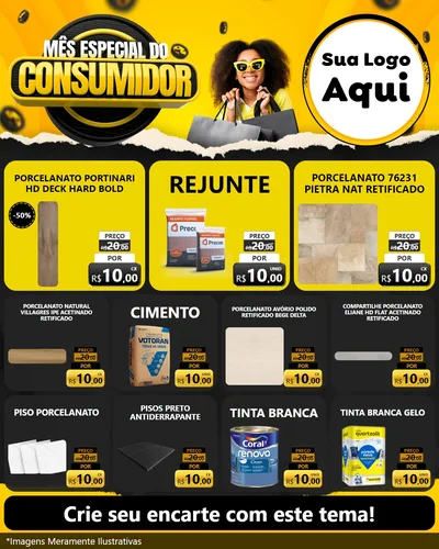 Modelo de Rede Social para Feed Instagram com o tema Mês Especial do Consumidor para Pisos e revestimentos