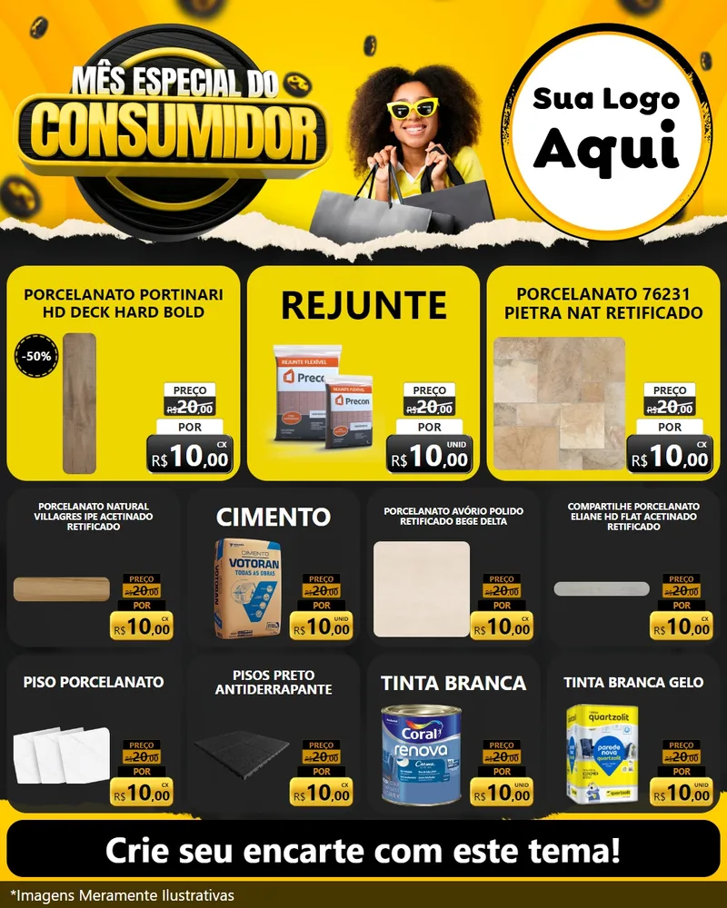 Modelo de Rede Social para Feed Instagram com o tema Mês Especial do Consumidor para Pisos e revestimentos