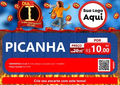 Modelo de Cartaz para Cartaz A4 Horizontal com o tema Dia I - O Dia Mais Barato Do Mês para Açougue
