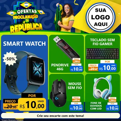 Modelo de Rede Social para Feed Facebook com o tema Ofertas Proclamação da República para Informática