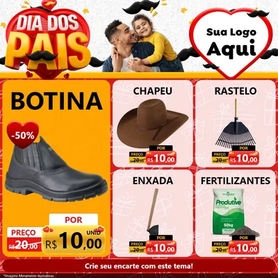 Modelo de Rede Social para Feed Facebook com o tema Dia dos Pais para Agropecuária