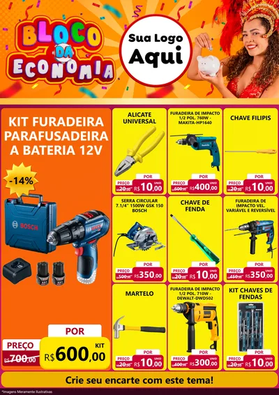 Modelo de Encarte para Encarte A4 Vertical com o tema Bloco da Economia para Maquinas e Ferramentas