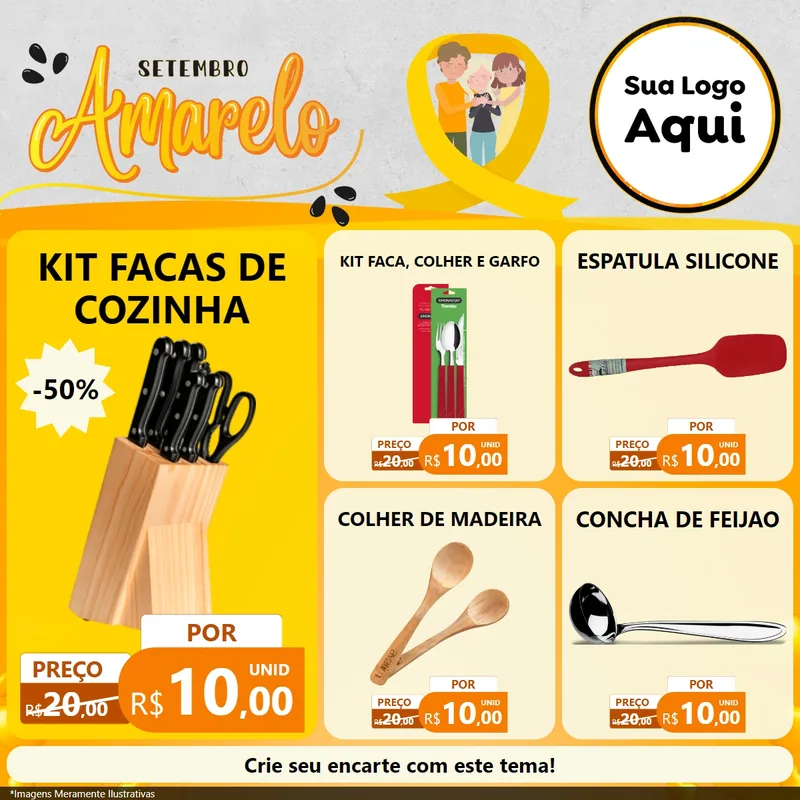 Modelo de Rede Social para Feed Facebook com o tema Setembro Amarelo para Utilidades Domésticas