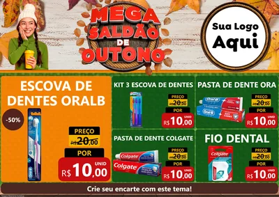 Modelo de Encarte para Encarte A4 Horizontal com o tema Mega Saldão de Outono para Higiene Pessoal