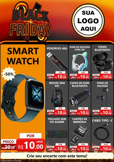 Modelo de Encarte para Encarte A4 Vertical com o tema Black Friday para Informática
