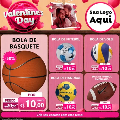 Modelo de Rede Social para Feed Facebook com o tema Valentine's Day para Artigos Esportivos