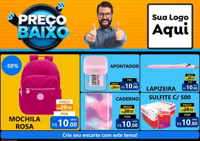 Modelo de Encarte para Encarte A4 Horizontal com o tema Preço Baixo para Papelaria