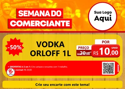 Modelo de Cartaz para Cartaz A4 Horizontal com o tema Semana do Comerciante para Distribuidora de bebidas