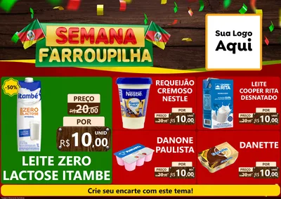 Modelo de Encarte para Encarte A4 Horizontal com o tema Semana Farroupilha para Frios e Laticínios