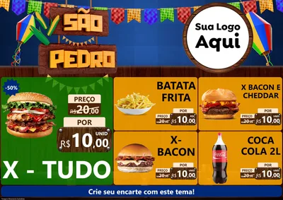 Modelo de Encarte para Encarte A4 Horizontal com o tema São Pedro para Hamburgueria