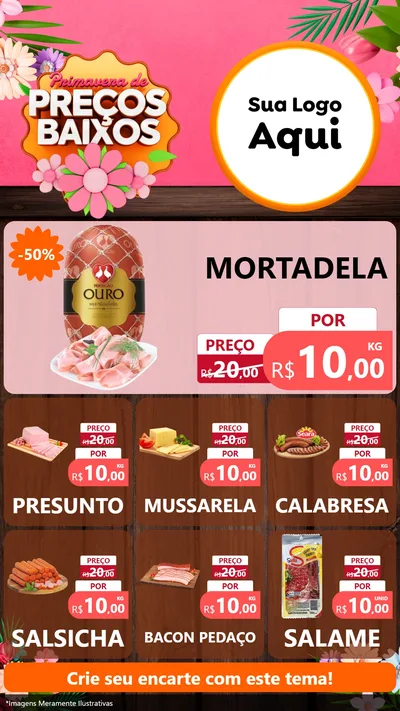 Modelo de Rede Social para Stories com o tema Primavera de Preços Baixos para Frios e Laticínios