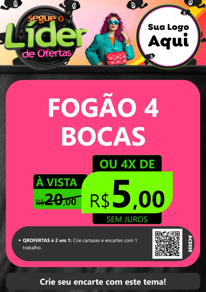 Modelo de Cartaz para Cartaz A4 Vertical com o tema Segue o Líder de Ofertas para Móveis e Eletro