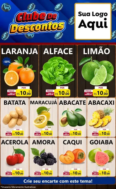 Modelo de Encarte para Encarte Grande com o tema Clube de Descontos para Hortifrúti