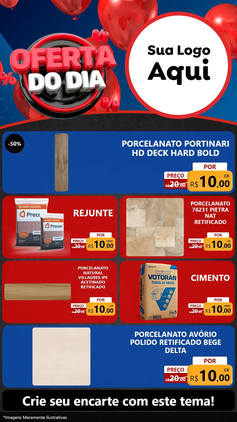 Modelo de TV para TV Vertical com o tema Oferta do Dia para Pisos e revestimentos