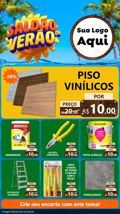 Modelo de Rede Social para Stories com o tema Saldão de Verão para Material para Construção