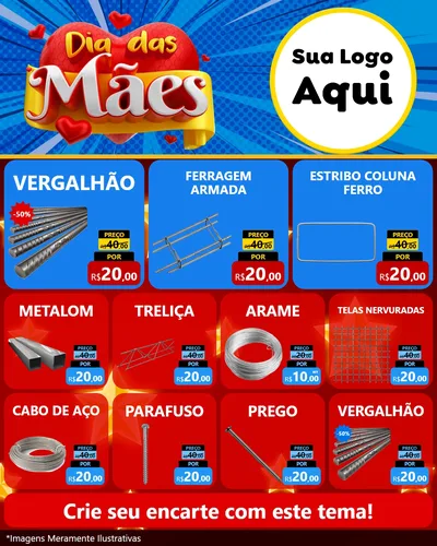 Modelo de Rede Social para Feed Instagram com o tema Dia das Mães para Ferragens