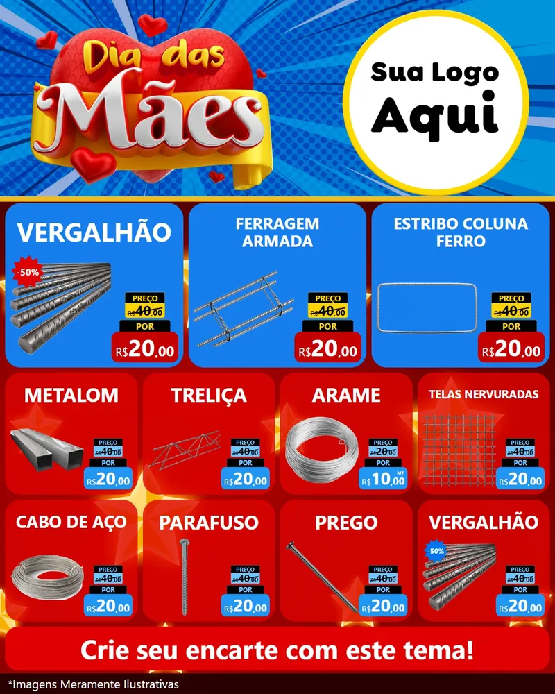 Modelo de Rede Social para Feed Instagram com o tema Dia das Mães para Ferragens