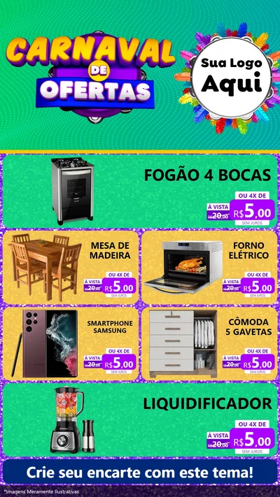 Modelo de TV para TV Vertical com o tema Carnaval de Ofertas para Móveis e Eletro