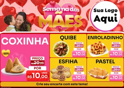 Modelo de Encarte para Encarte A4 Horizontal com o tema Semana Das Mães para Salgadaria