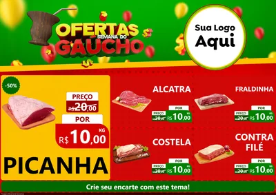 Modelo de Encarte para Encarte A4 Horizontal com o tema Ofertas Semana Do Gaúcho para Açougue