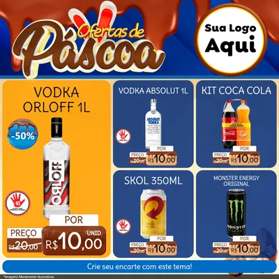 Modelo de Rede Social para Feed Facebook com o tema Ofertas de Páscoa para Distribuidora de bebidas