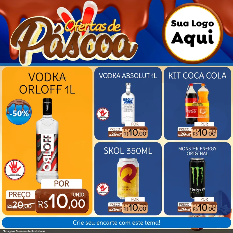 Modelo de Rede Social para Feed Facebook com o tema Ofertas de Páscoa para Distribuidora de bebidas