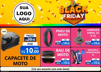 Modelo de Encarte para Encarte A4 Horizontal com o tema Black Friday para Moto peças