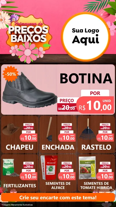 Modelo de Rede Social para Stories com o tema Primavera de Preços Baixos para Agropecuária