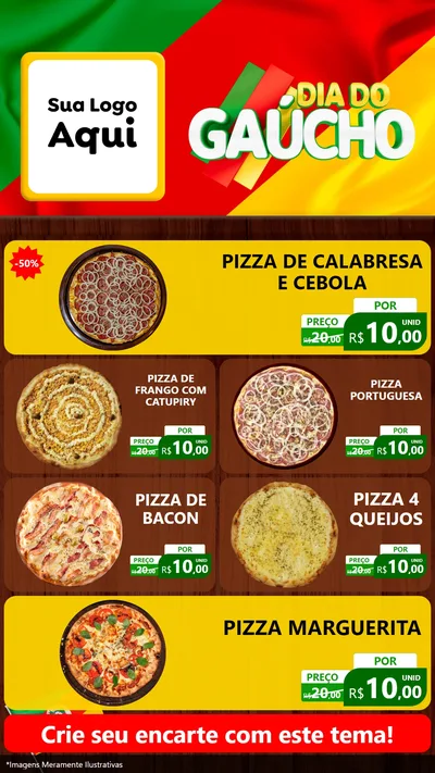 Modelo de TV para TV Vertical com o tema Dia do Gaúcho para Pizzaria