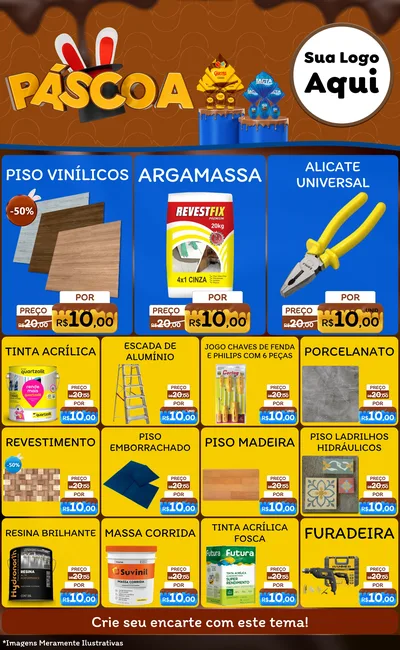 Modelo de Encarte para Encarte Grande com o tema Páscoa para Material para Construção