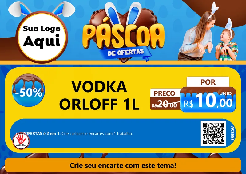 Modelo de Cartaz para Cartaz A4 Horizontal com o tema Páscoa de Ofertas para Distribuidora de bebidas