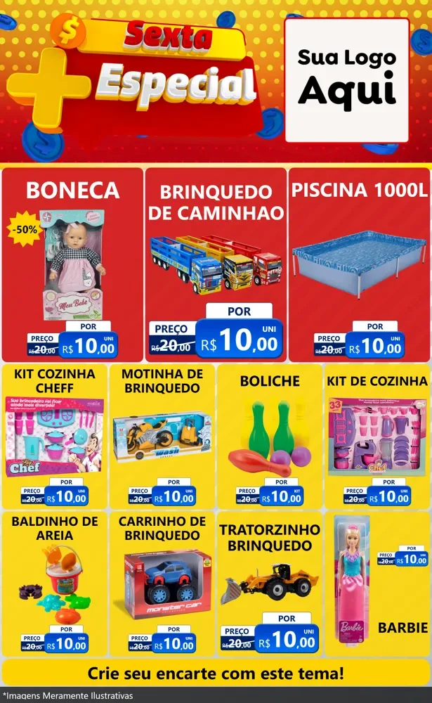 Modelo de Encarte para Encarte Grande com o tema Sexta Mais Especial para Brinquedos