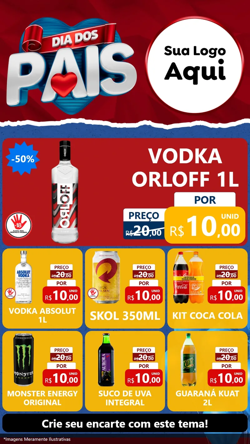Modelo de Rede Social para Stories com o tema Dia dos Pais para Distribuidora de bebidas